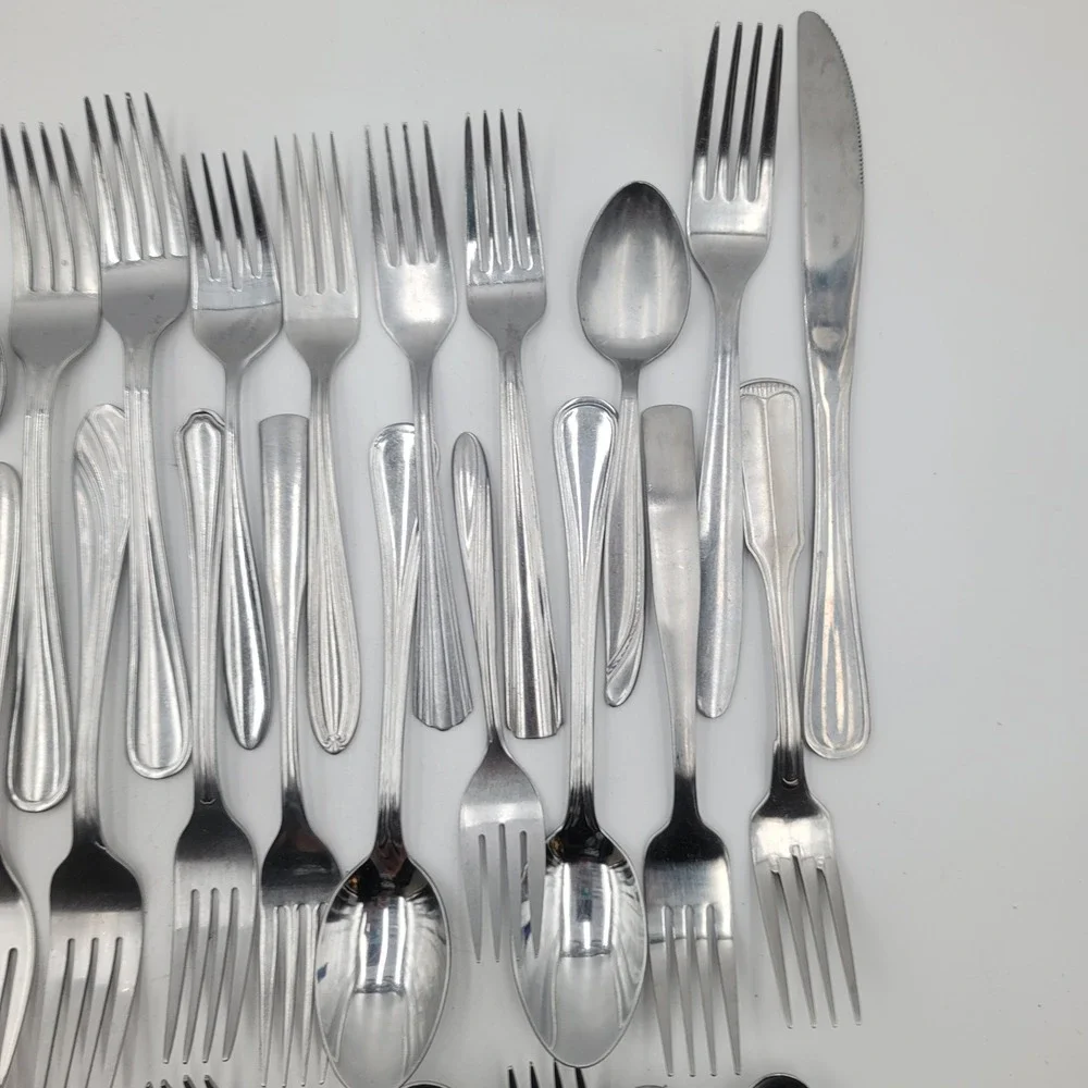 45pc Mismatched Stainless Steel Flatware Lot Assorted Forks Spoons Knife Set